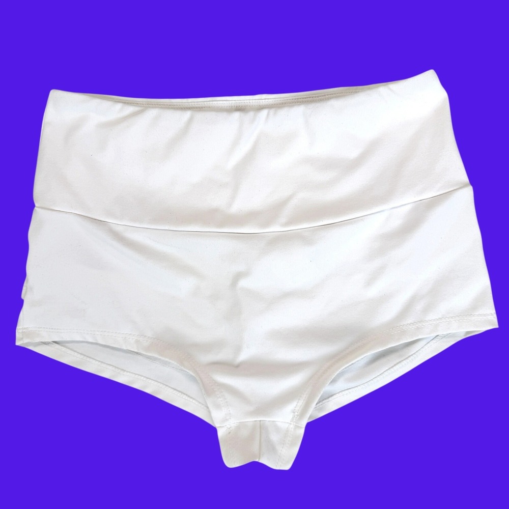 High Waisted Rave Shorts Women Small White Cutout Strappy Back Festival Dance